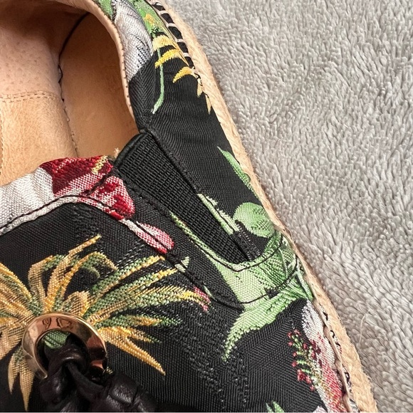 Anthropologie J/Slides Rosa Embroidered Tassel Platform Espadrille Flats Black - Picture 8 of 14